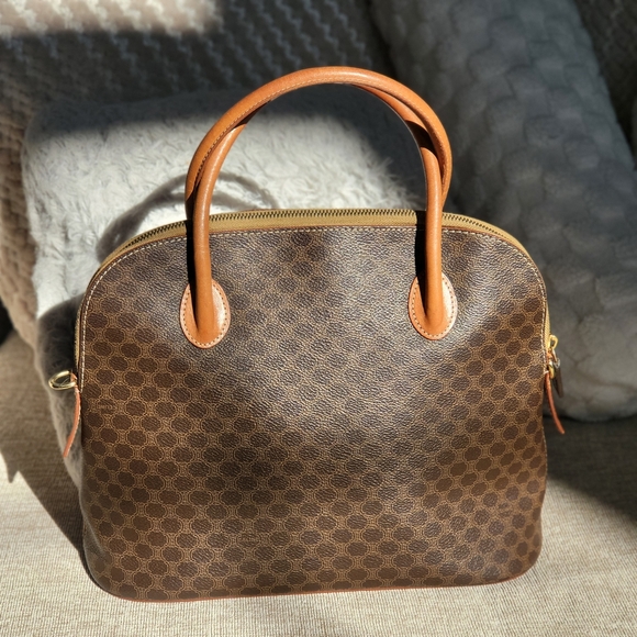 Celine Macadam Brown PVC x Leather Top Handle Bag.. Authentic!! - Picture 1 of 13